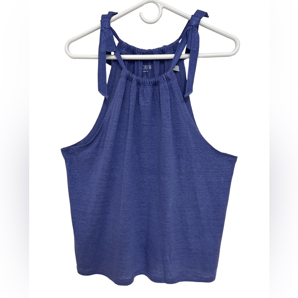 J. Crew Bow Tie Linen Tee Halter Top Women’s Large Blue